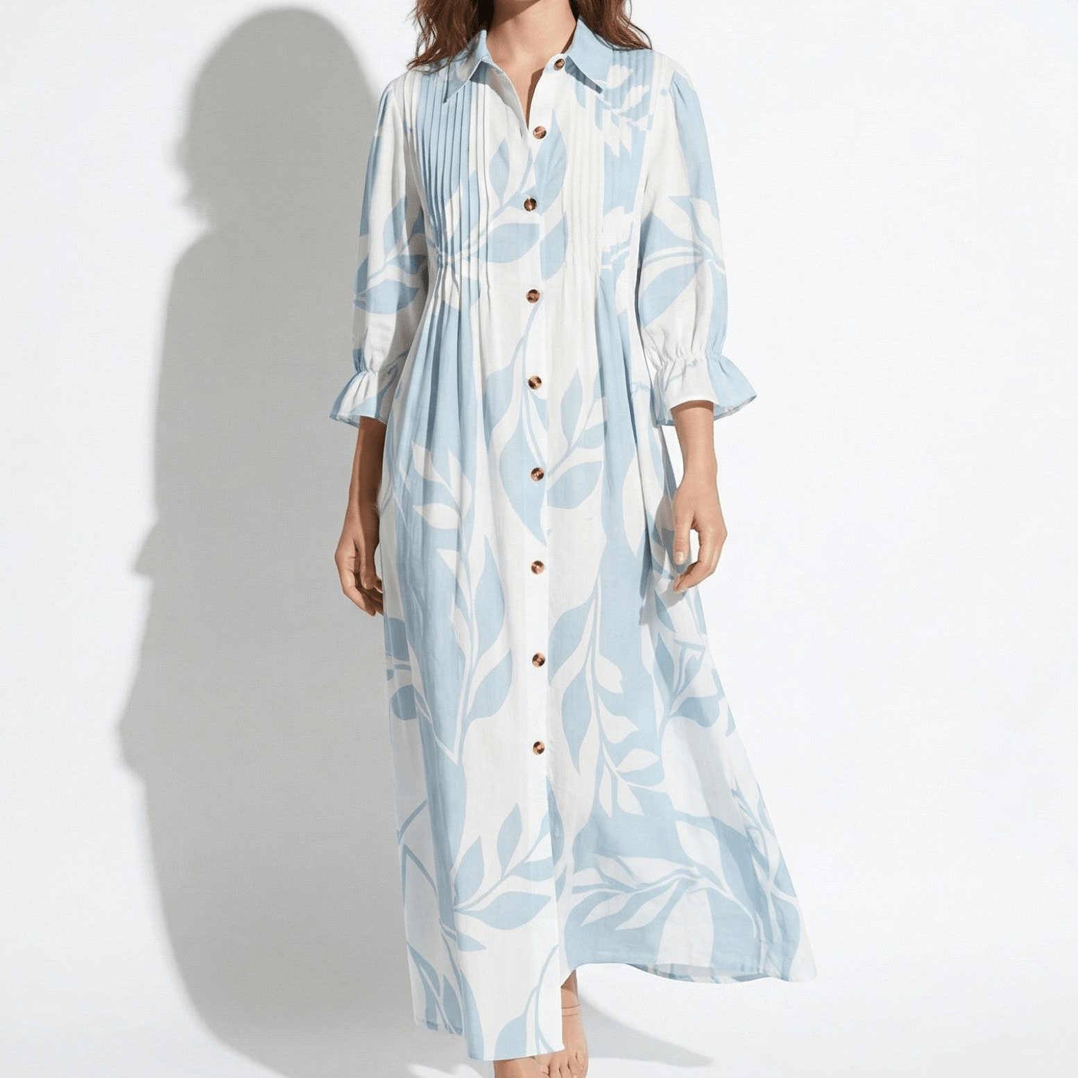 Clara – Damen Maxikleid mit Falten und Knöpfen für den Sommer