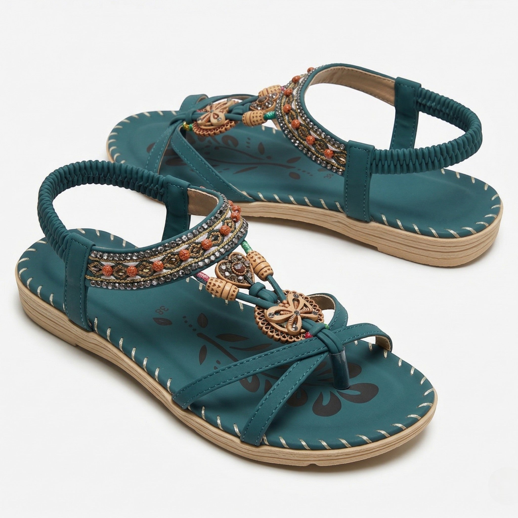 Zoe – Damen Sommer Boho flache Sandalen