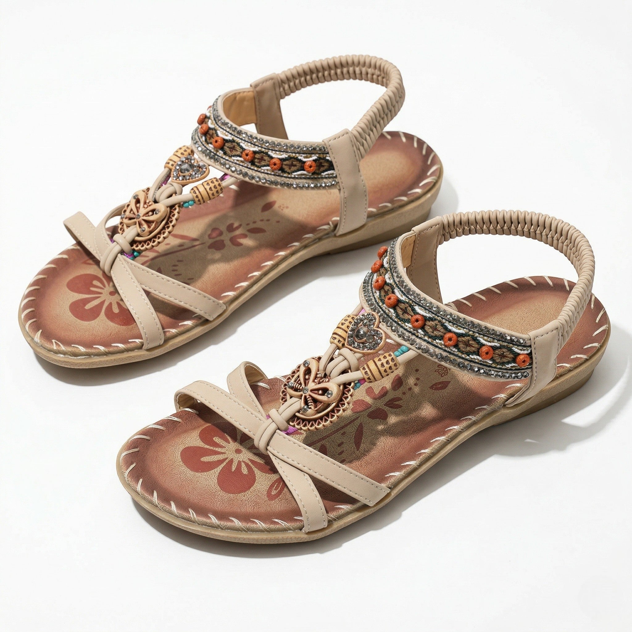 Zoe – Damen Sommer Boho flache Sandalen