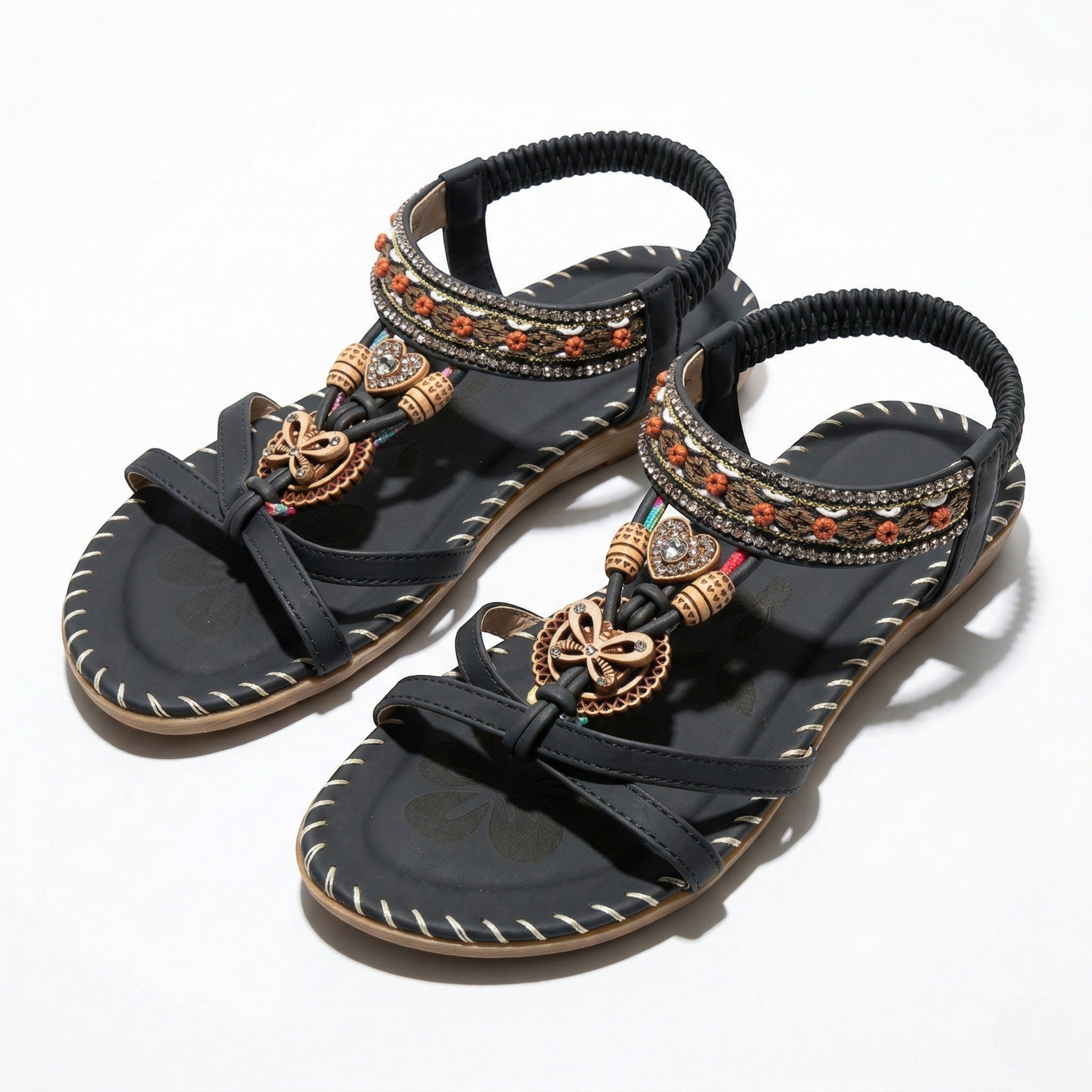 Zoe – Damen Sommer Boho flache Sandalen